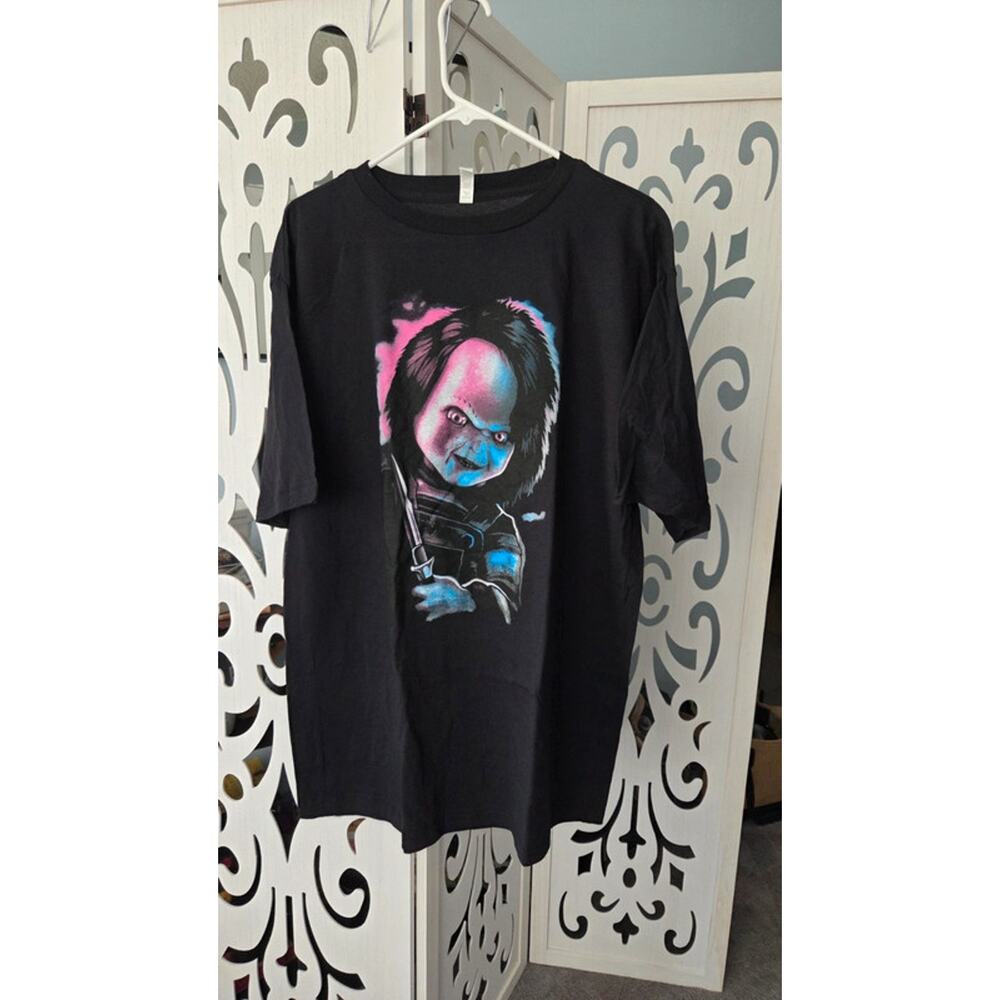 Chucky Horror Graphic Tee Mens 3XL Black Halloween Movie Shirt NWOT